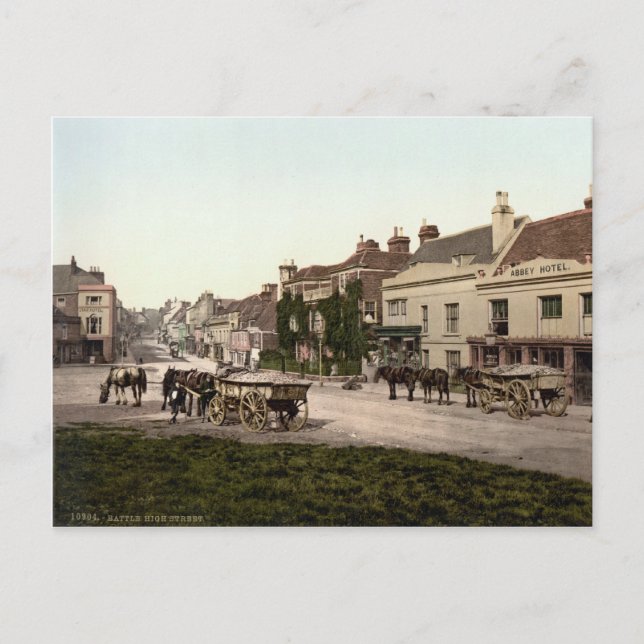 Cartão Postal High Street, Batalha, East Sussex, c.1895 (Frente)