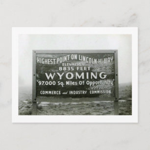 Cartão Postal Highest Point on Lincoln Hi-Way, Wyoming Vintage
