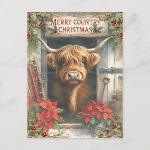 Cartão Postal Highland Cow Christmas