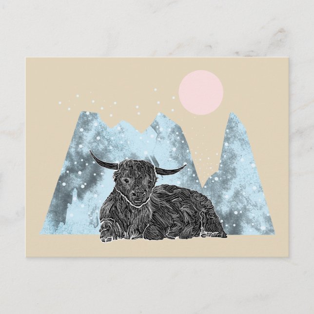 Cartão Postal "Highland Cow Winter" (Frente)