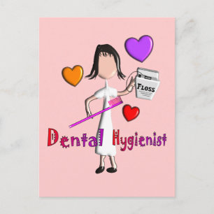 Cartão Postal Higienista Dental Oferece Design de Corações Ado
