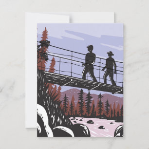Cartão Postal Hikers em Wawona Swing Bridge em Yosemite WPA