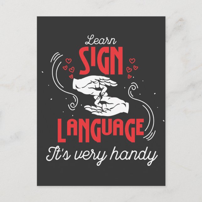 Cartão Postal Hillarious Learning Sign Language Humor Americano (Frente)