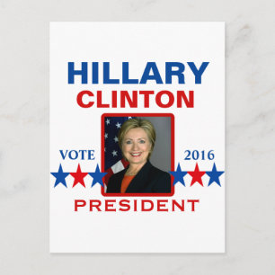 Cartão Postal Hillary Clinton para o Presidente 2016