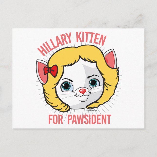 Cartão Postal Hillary Kitten para Pawsident (Frente)