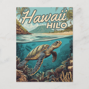 Cartão Postal Hilo Hawaii Big Island Retro Tropical Costeira