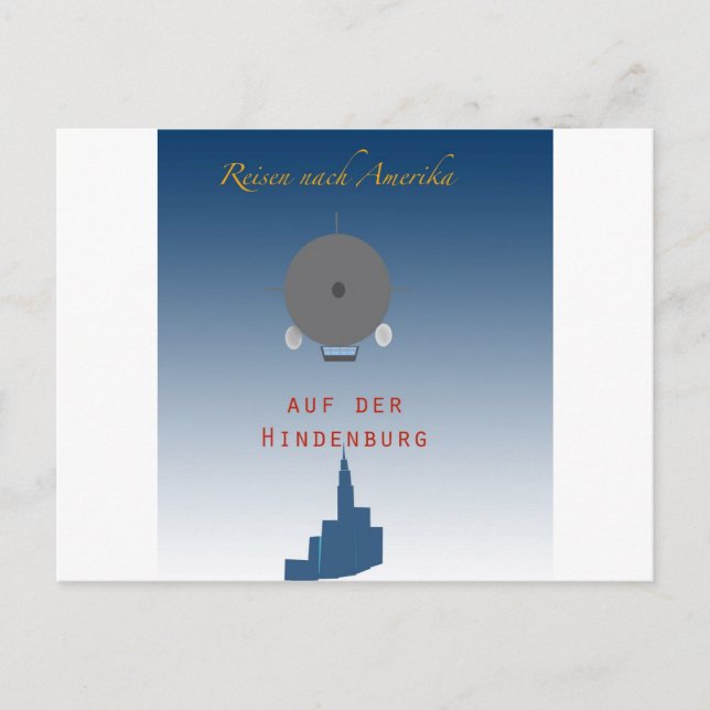 Cartão Postal Hindenburg Zeppelin (Frente)