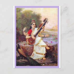 Cartão Postal Hindu Goddess Saraswati