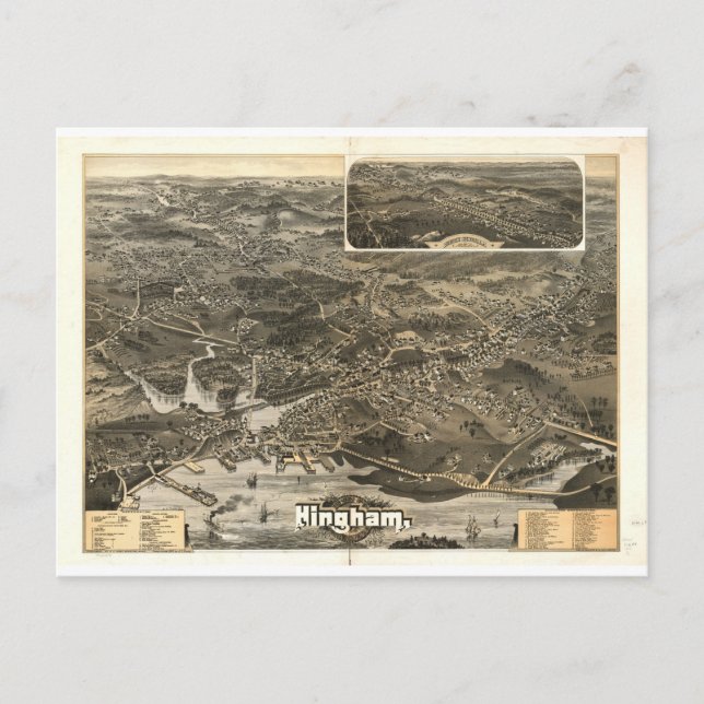 Cartão Postal Hingham, Massachusetts, em 1885 (Frente)