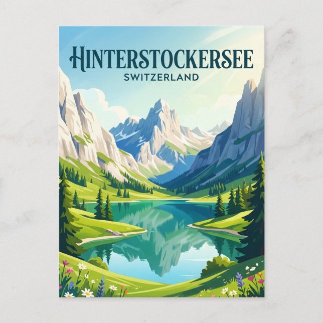 Cartão Postal Hinterstockersee Suíça (Frente)