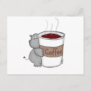 Cartão Postal Hipopótamo com Café
