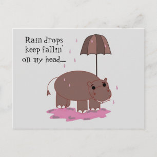 Cartão Postal Hipopótamo com Guarda-chuva