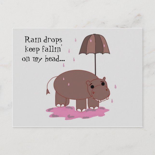 Cartão Postal Hipopótamo com Guarda-chuva (Frente)