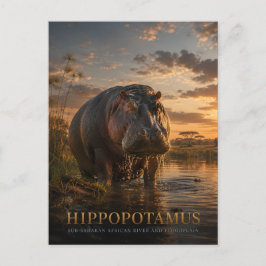 Cartão Postal Hipopótamo Rio Africano ANIMAIS