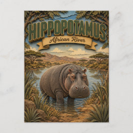 Cartão Postal Hipopótamo Rio Africano POPCUT