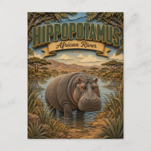 Cartão Postal Hipopótamo Rio Africano POPCUT