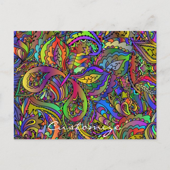 Cartão Postal Hippie Groovy Psychedelic Design Thunder_Cove (Frente)