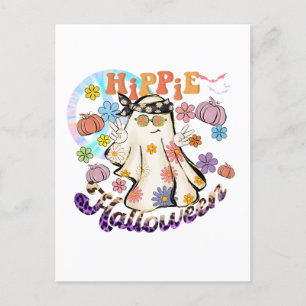 Cartão Postal Hippie Halloween Ghost Retro Halloween
