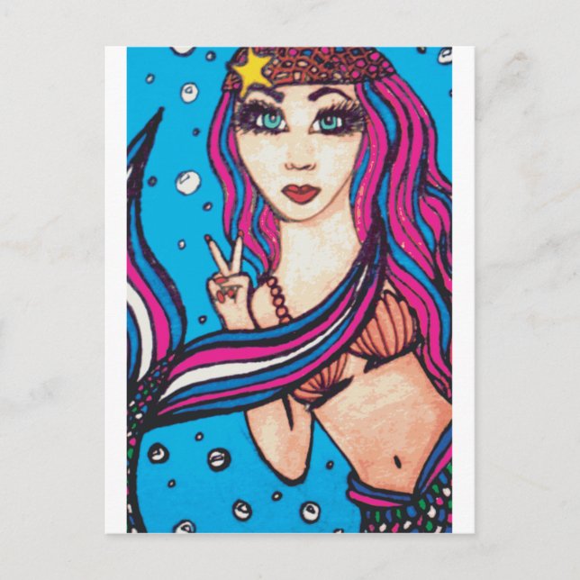 Cartão Postal Hippie Mermaid (Frente)