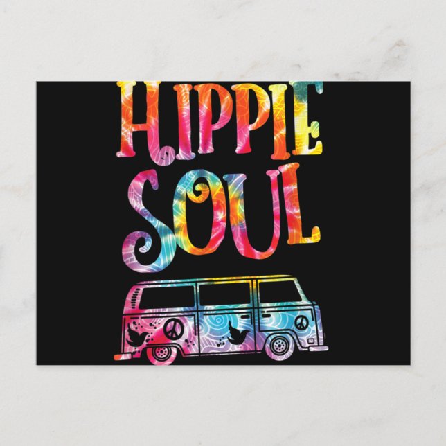 Cartão Postal Hippie Tie Dye Van Hippie Soul (Frente)