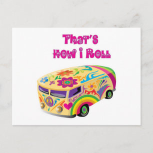 Cartão Postal hippie van retro como eu rolo