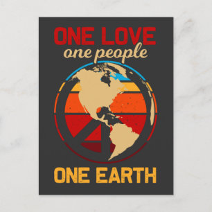 Cartão Postal Hippie World Love Pessoas Earth Peace