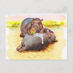 Cartão Postal Hippo ao sol