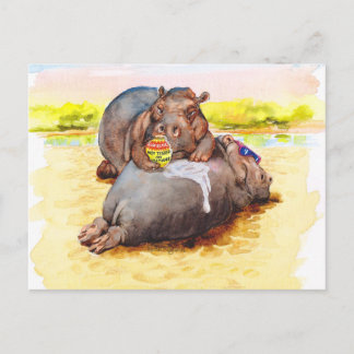 Cartão Postal Hippo ao sol