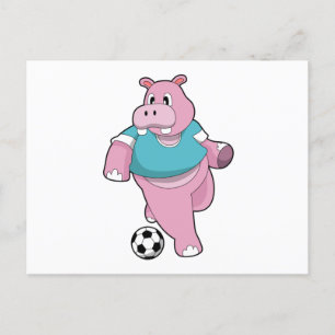 Cartão Postal Hippo as Soccer player with Soccer.PNG