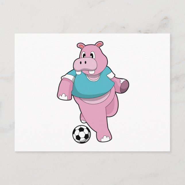 Cartão Postal Hippo as Soccer player with Soccer.PNG (Frente)