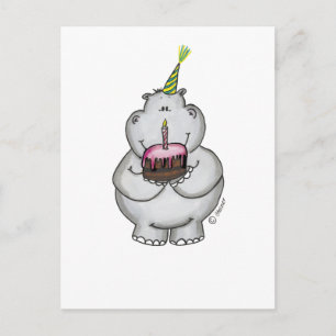 Cartão Postal Hippo Birthday - Parabéns