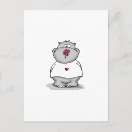 Cartão Postal Hippo com borboleta no nariz