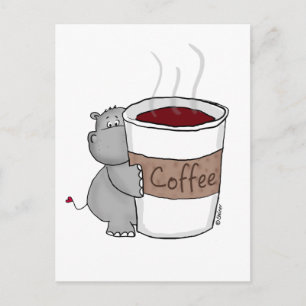 Cartão Postal Hippo com café