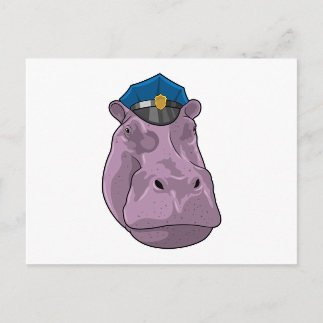Cartão Postal Hippo como agente da Polícia (Frente)