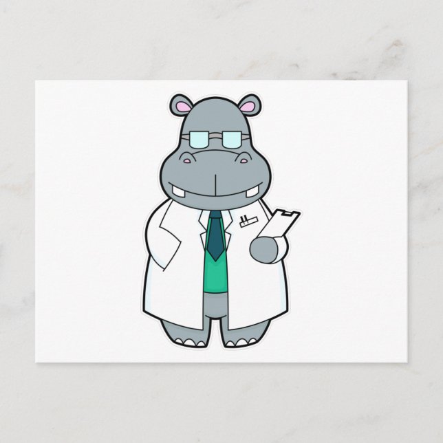 Cartão Postal Hippo como Doutor com Fumaça (Frente)