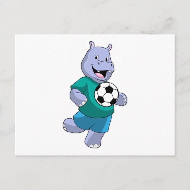 Cartão Postal Hippo como jogador de futebol com futebol (Frente)