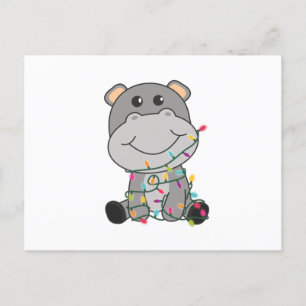 Cartão Postal Hippo Feliz Natal Animais de inverno Hippos