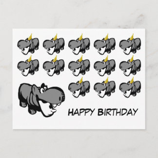 Cartão postal - Hippo Happy Birthday - Nilpferd