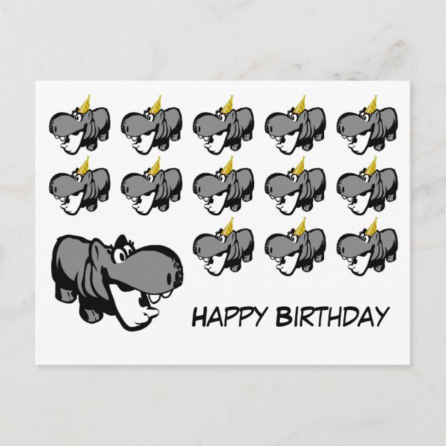 Cartão postal - Hippo Happy Birthday - Nilpferd (Frente)