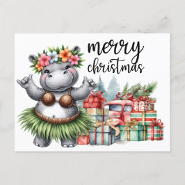 Cartão Postal Hippo Natal Pensado para Amantes de os animais