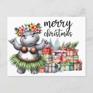 Cartão Postal Hippo Natal Pensado para Amantes de os animais