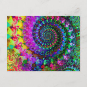 Cartão Postal Hippy Rainbow Fractal Patterno