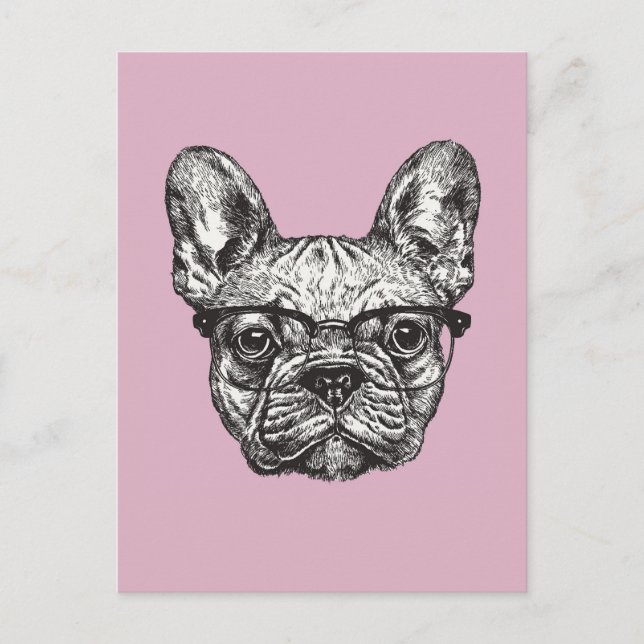 Cartão Postal Hipster Bulldog (Frente)