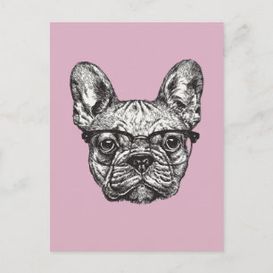 Cartão Postal Hipster Bulldog