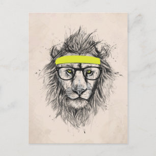 Cartão Postal Hipster de leão (fundo claro)