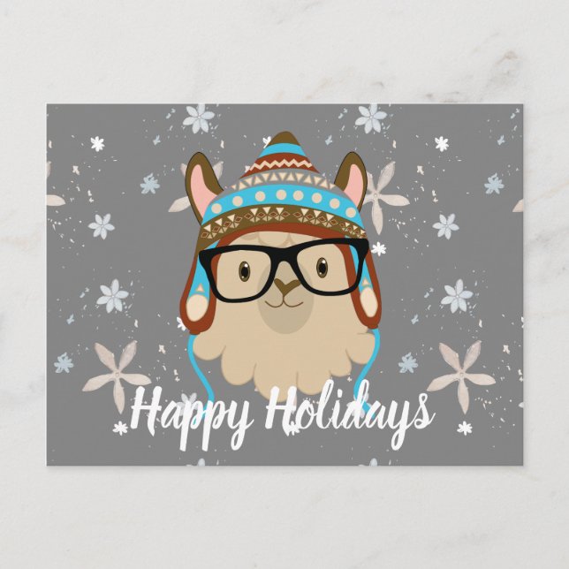 Cartão Postal Hipster de Natal Llama (Frente)