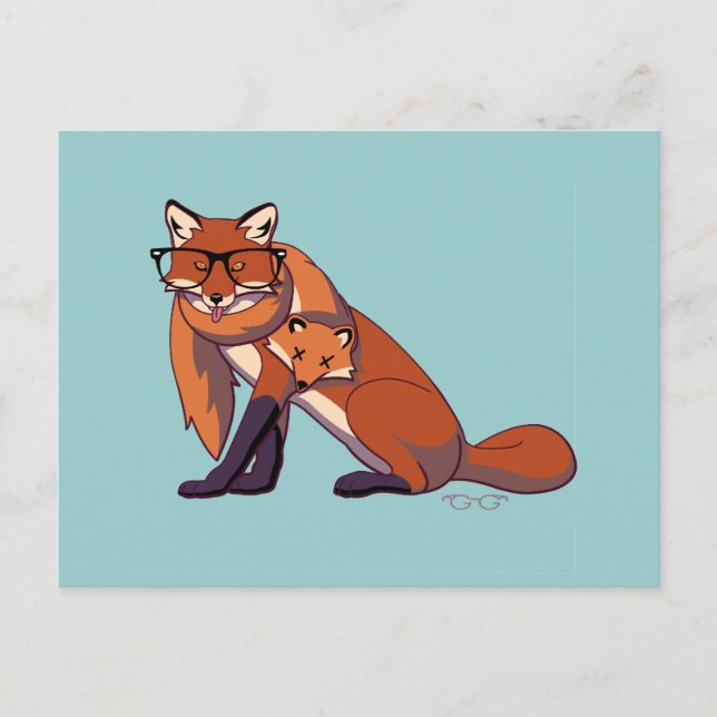Cartão Postal Hipster Fox (sem texto) (Frente)