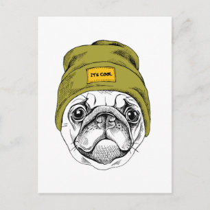Cartão Postal Hipster Pug É Legal