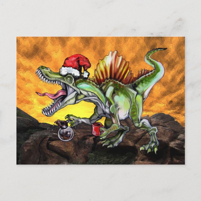 Cartão Postal Hipster X-Mas Caffeinosaurus (Frente)
