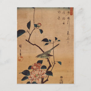 Cartão Postal Hiroshige: Camellia e Bush Warbler